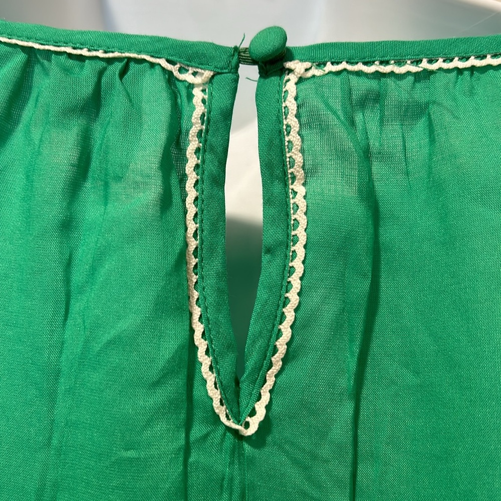 ANTHROPOLOGIE Bl^nk Green Boho Peasant Lightweight Summer Blouse Size Large - Picture 8 of 11